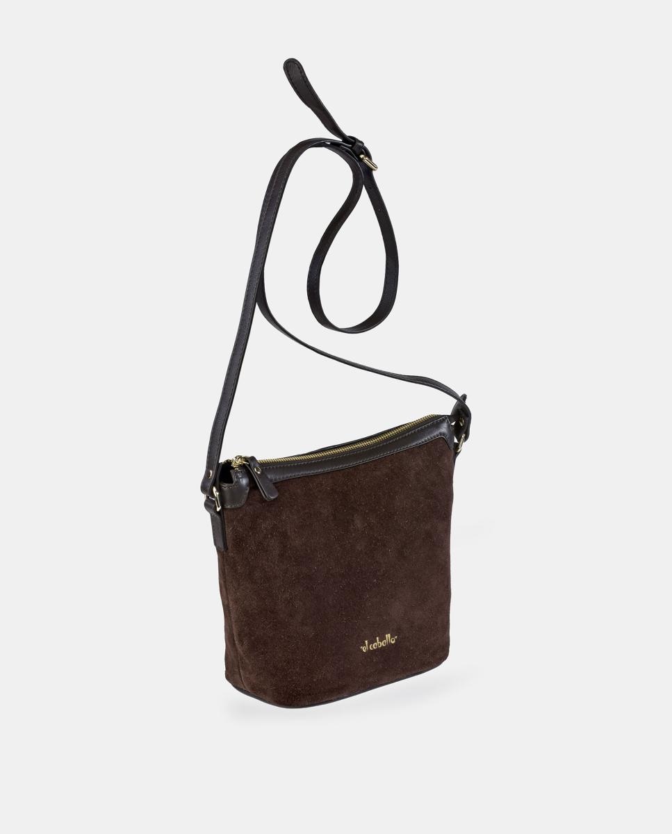 Mala Crossbody em Croute e Pele Napa Castanho-2