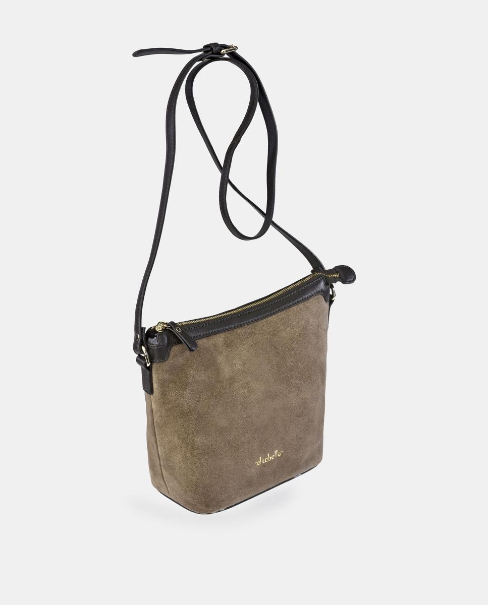 Mala Crossbody em Croute e Pele Napa Castanho-2