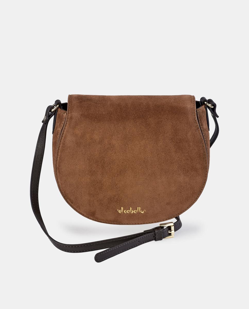 Imagem 0 de Mala Crossbody com Aba em Croute e Pele Napa