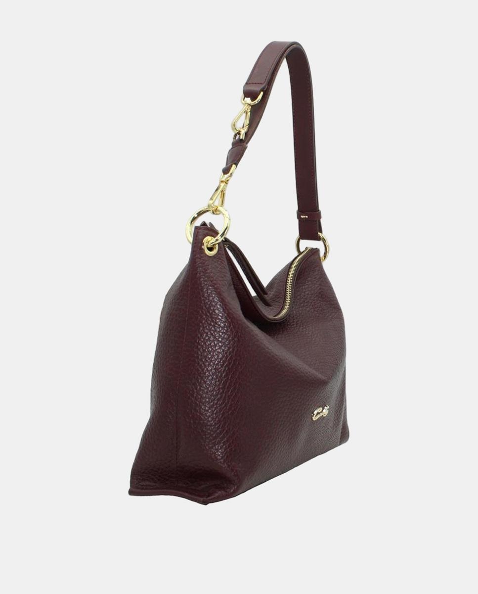 Mala Hobo em Pele Montgo com Fecho de Correr Bordeaux-2