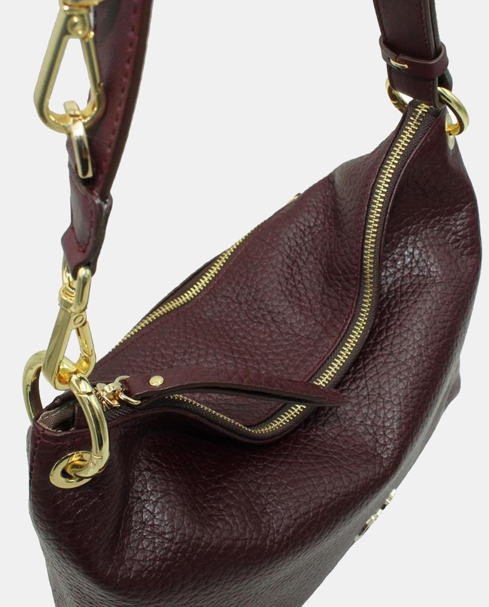 Mala Hobo em Pele Montgo com Fecho de Correr Bordeaux-3