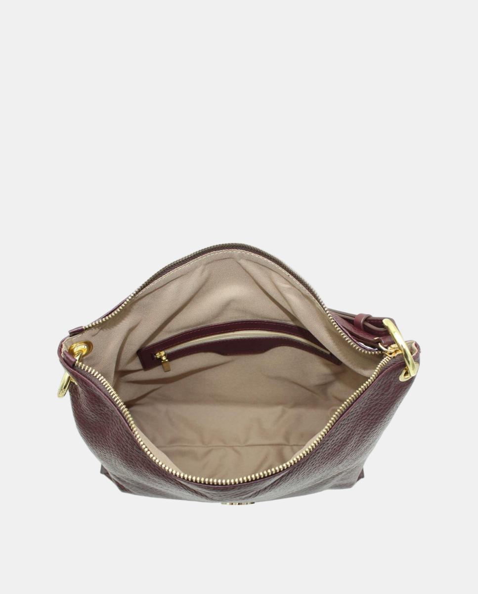 Mala Hobo em Pele Montgo com Fecho de Correr Bordeaux-4