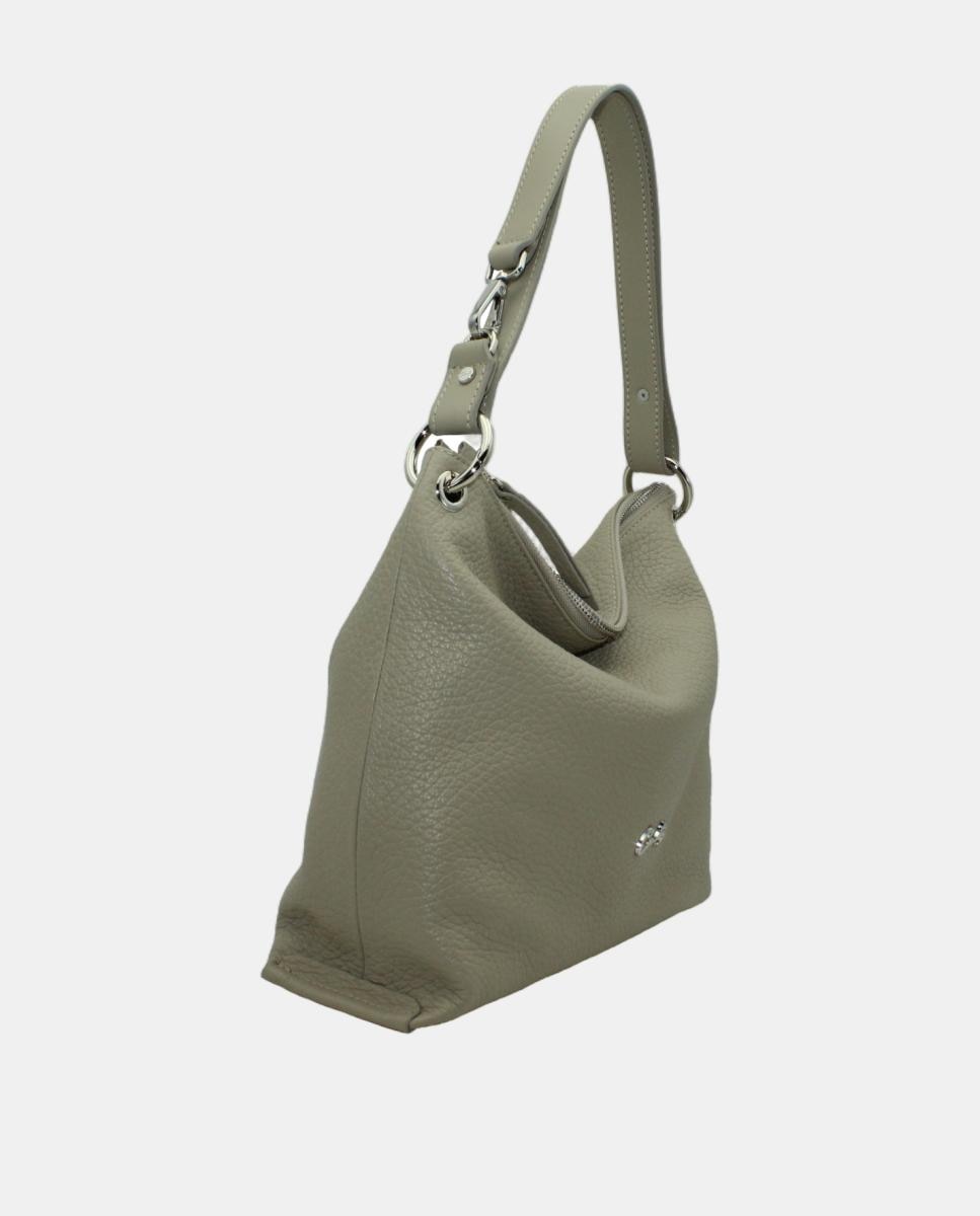 Mala Hobo em Pele Montgo com Fecho de Correr Castanho-2