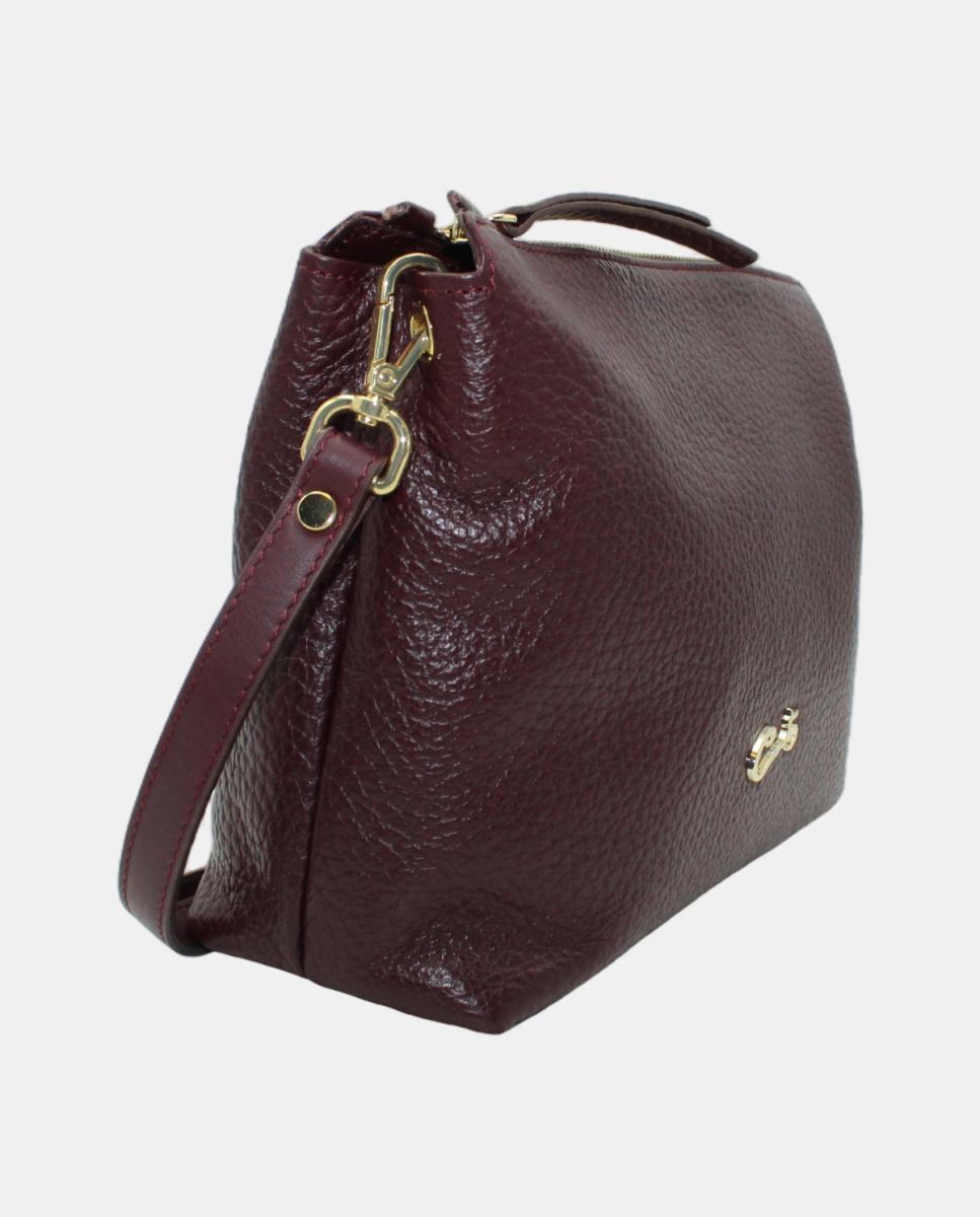 Mala Crossbody em Pele Montgo com Fecho de Correr Bordeaux-2
