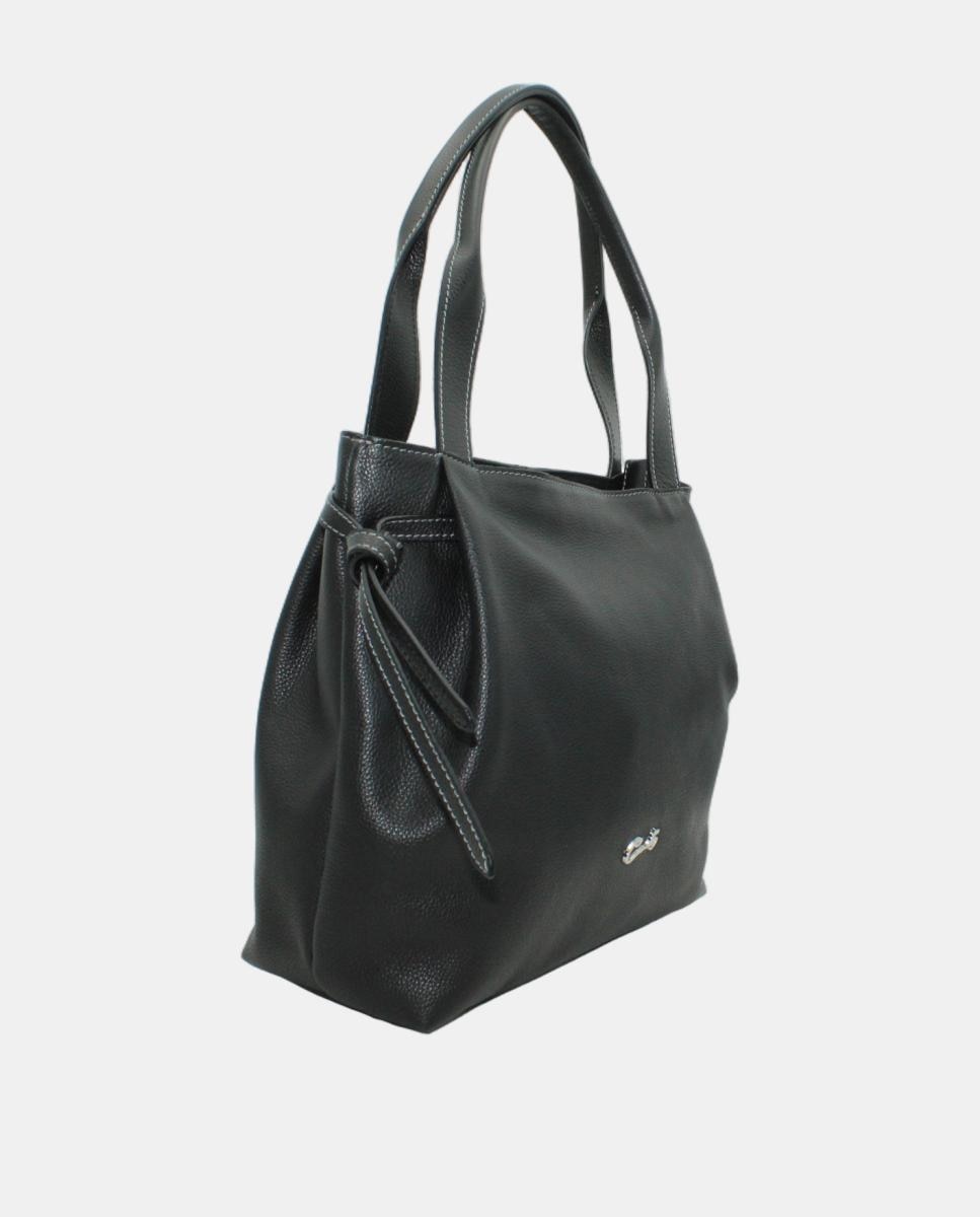 Imagen 2 de Bolso tote piel rustic grande con cremallera - Cats - Negro Negro