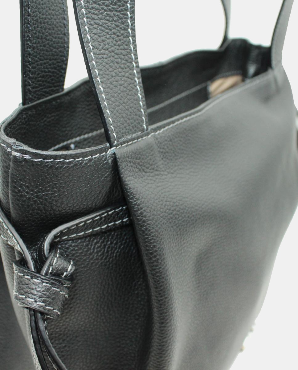 Imagen 3 de Bolso tote piel rustic grande con cremallera - Cats - Negro Negro