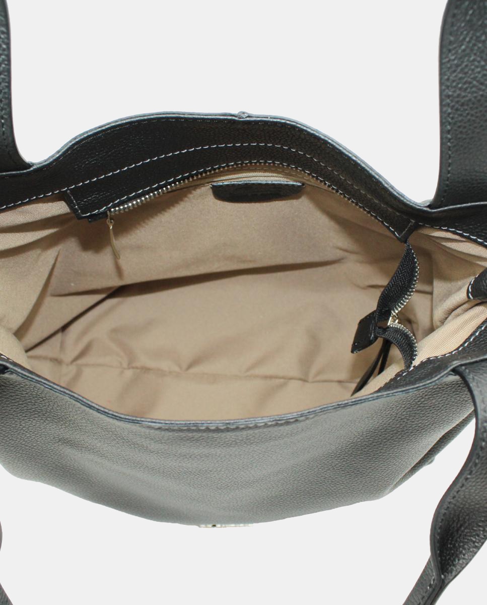Imagen 4 de Bolso tote piel rustic grande con cremallera - Cats - Negro Negro