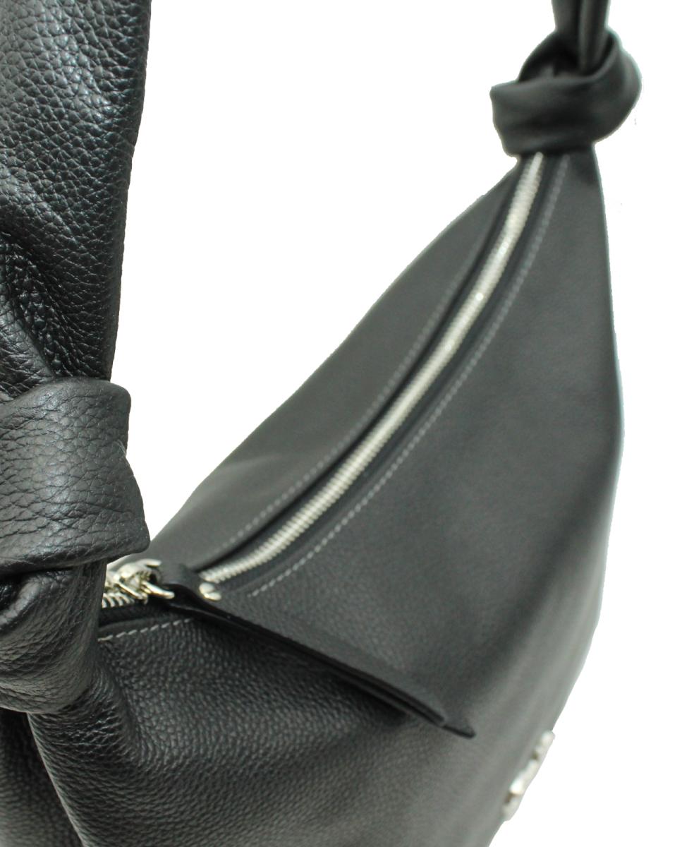 Mala Hobo Grande com Nós e Fecho de Correr Preto-3
