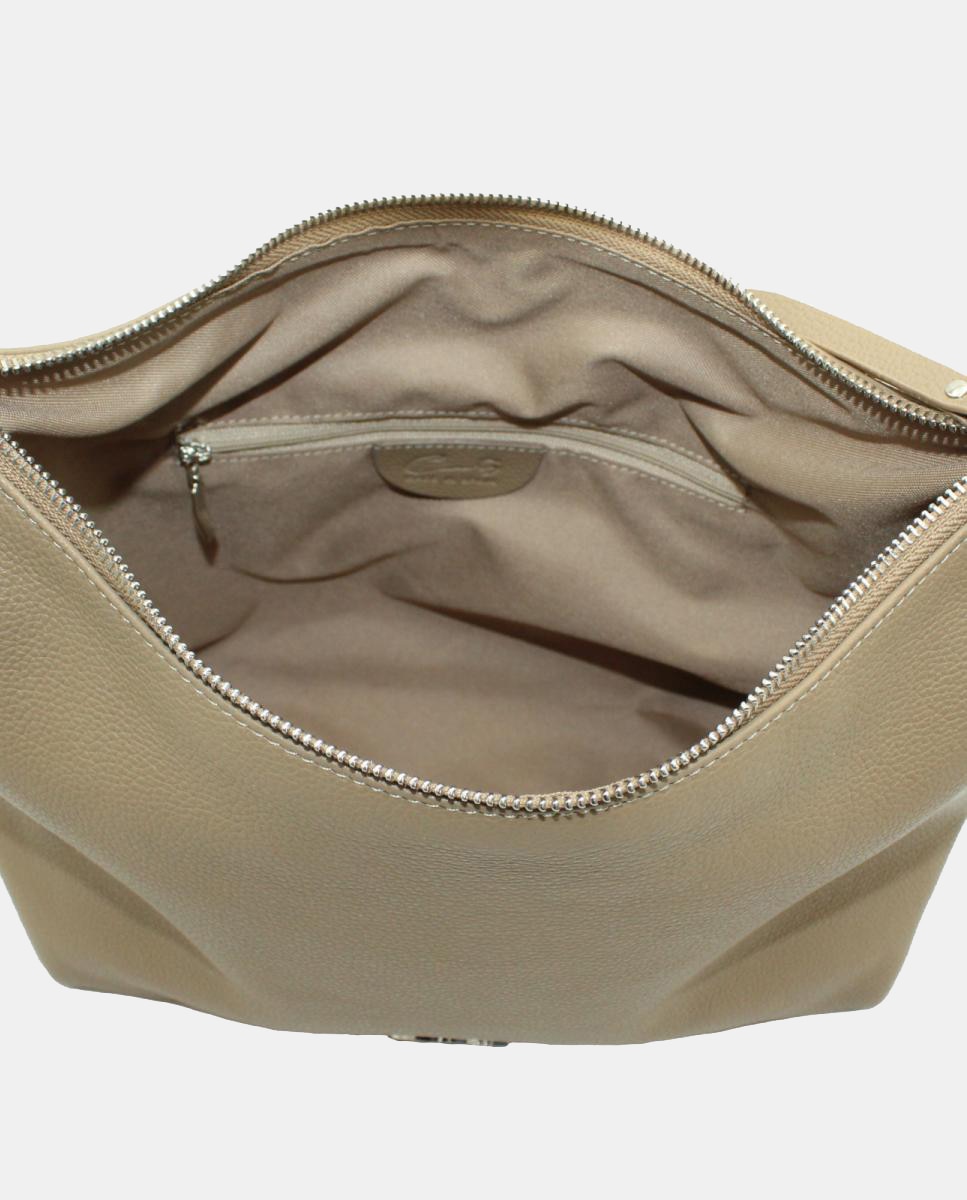 Mala Hobo Grande com Nós e Fecho de Correr Castanho-claro-4