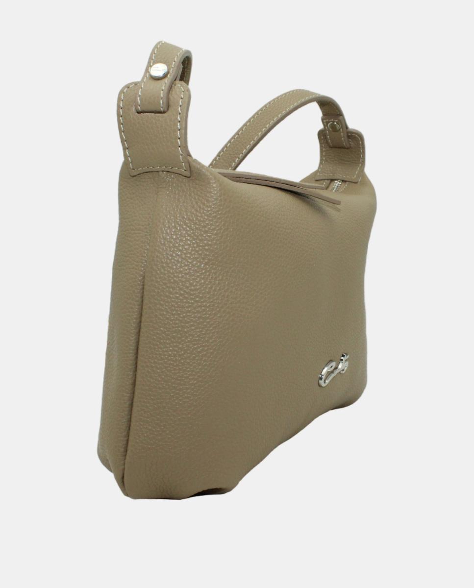 Mala Crossbody com Nós e Fecho de Correr Castanho-claro-2