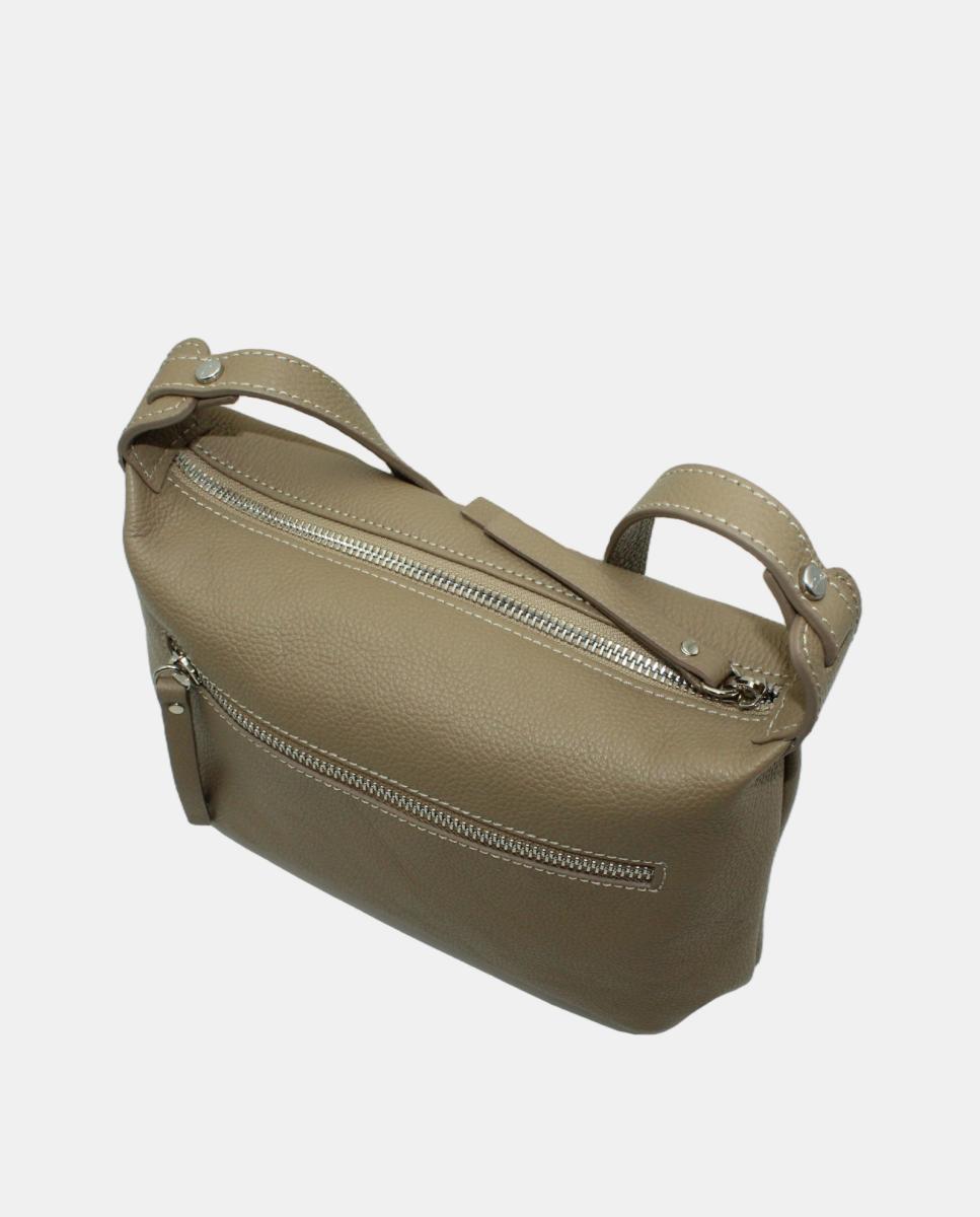 Mala Crossbody com Nós e Fecho de Correr Castanho-claro-3