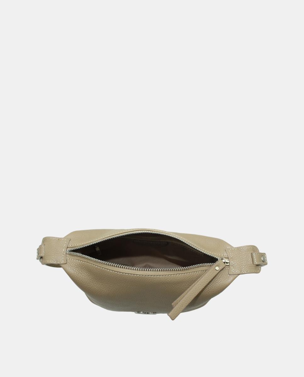 Mala Crossbody com Nós e Fecho de Correr Castanho-claro-4