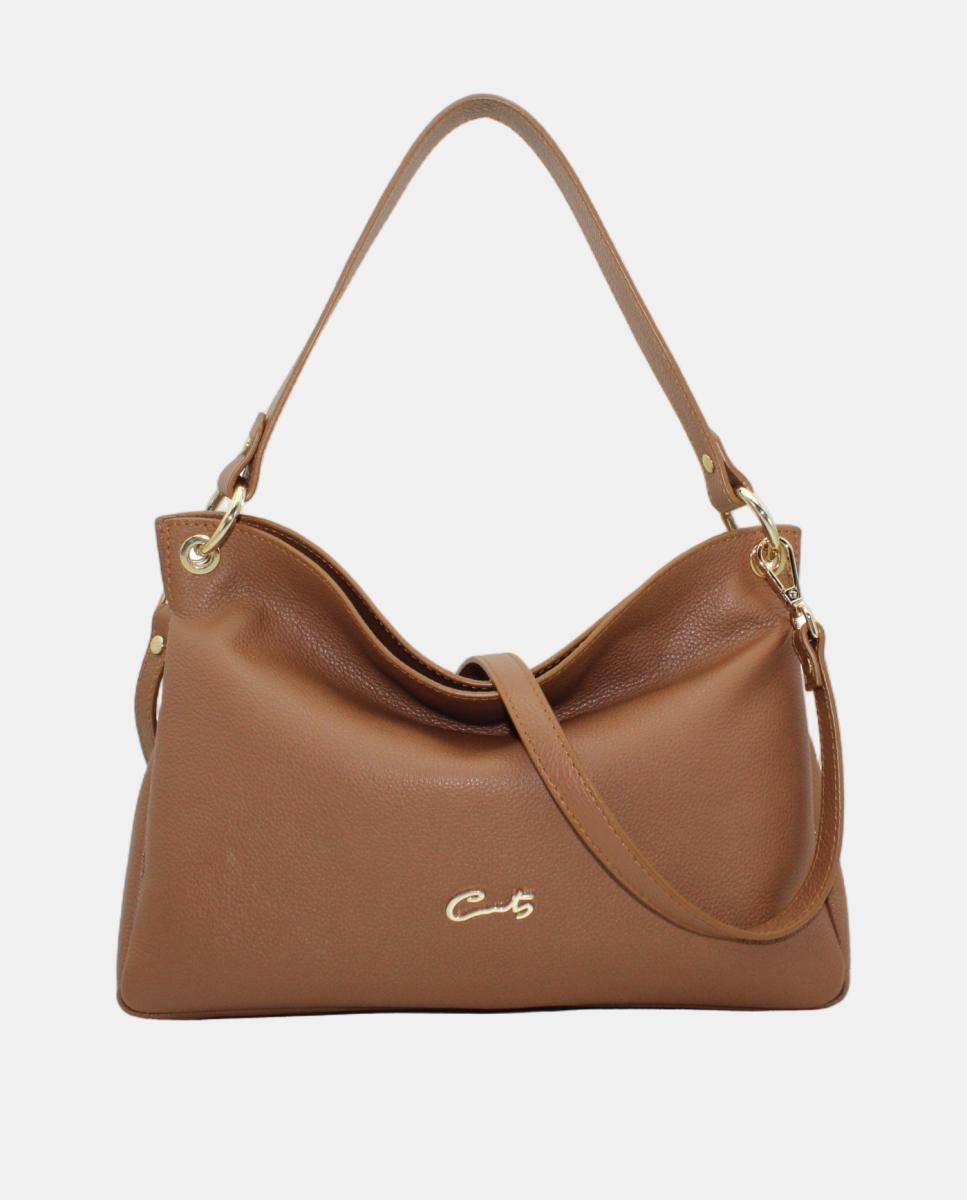 Imagem 0 de Mala Hobo em Pele Rustic com Fecho de Correr e Alça de Tiracolo