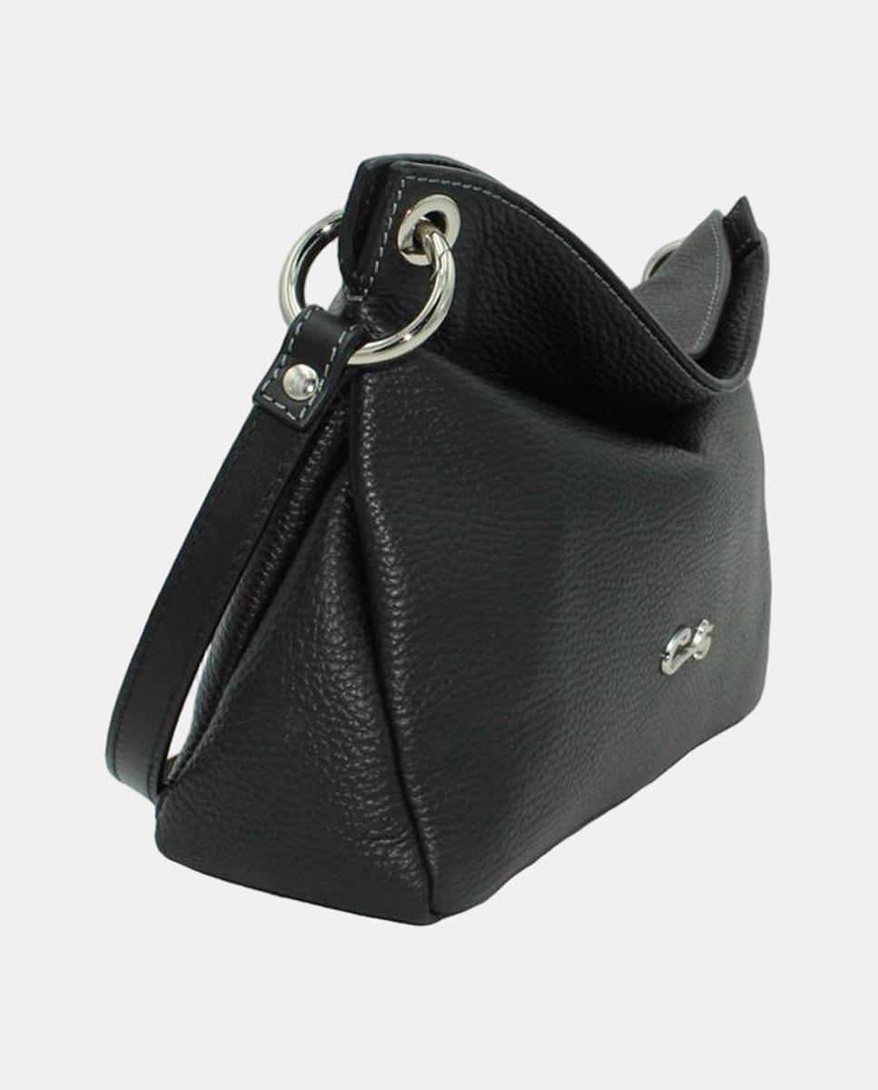 Mala Crossbody em Pele Rustic com Fecho de Correr Preto-2