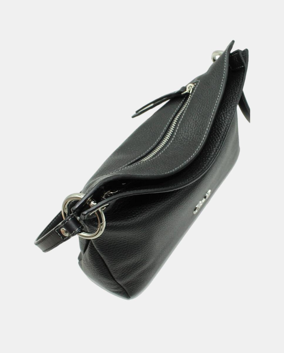 Mala Crossbody em Pele Rustic com Fecho de Correr Preto-3