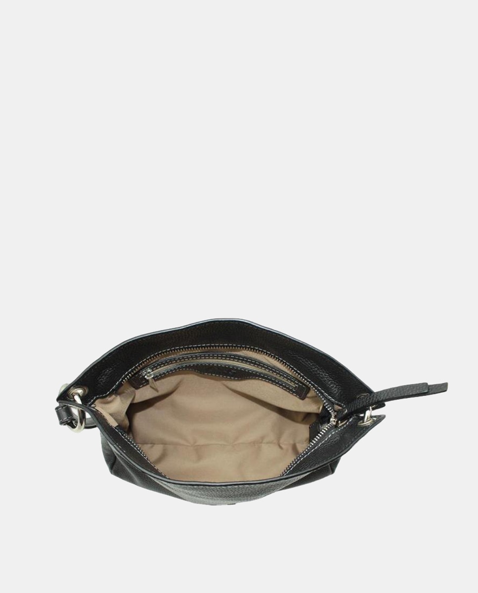 Mala Crossbody em Pele Rustic com Fecho de Correr Preto-4