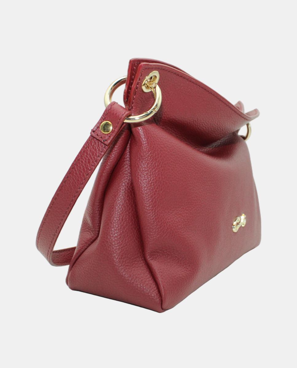Mala Crossbody em Pele Rustic com Fecho de Correr Bordeaux-2