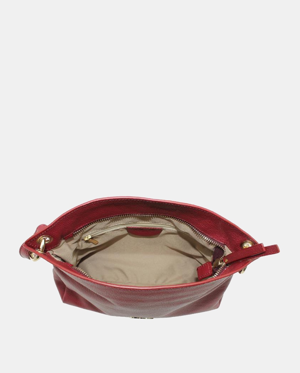 Mala Crossbody em Pele Rustic com Fecho de Correr Bordeaux-4