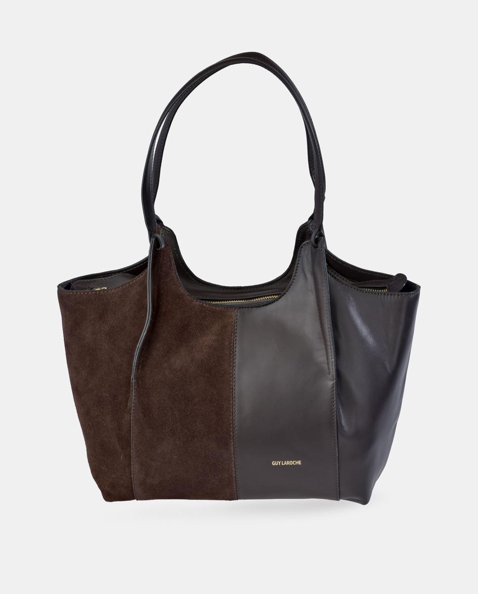 Imagem 0 de Mala Tipo Tote em Pele e Croute com Pouch Interior