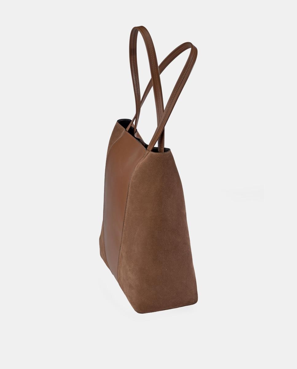 Mala Shopper em Pele e Croute com Alça Dupla Couro-2