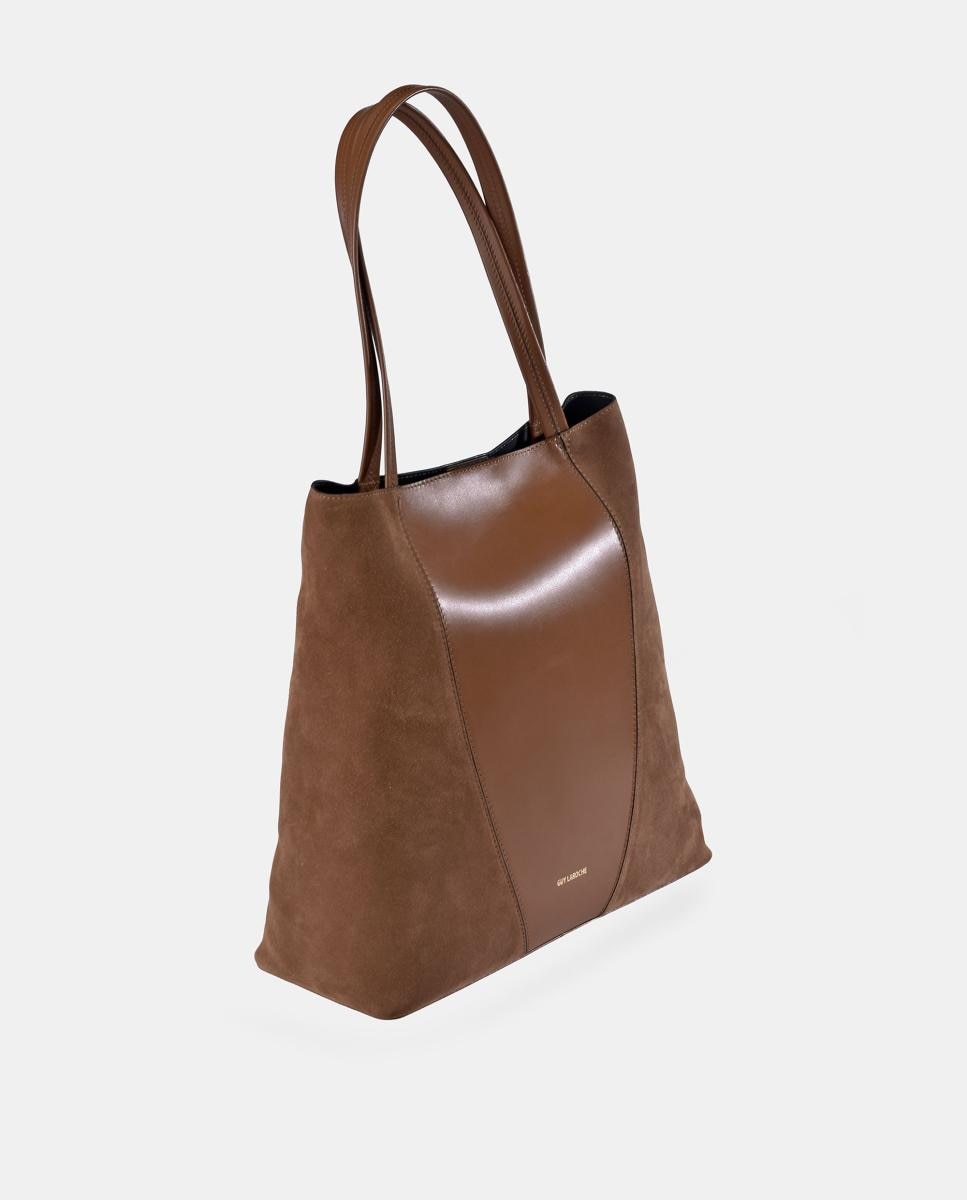 Mala Shopper em Pele e Croute com Alça Dupla Couro-3