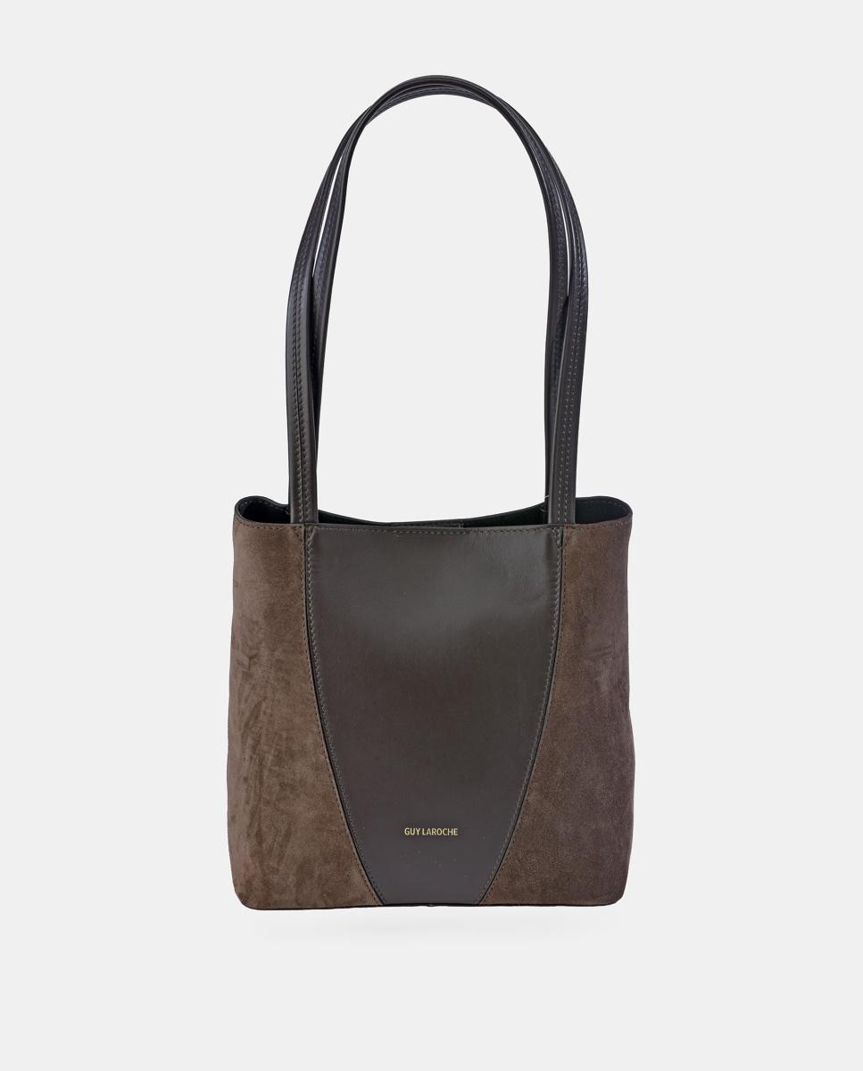 Imagem 0 de Mala Shopper Mini em Pele e Croute com Alça Dupla
