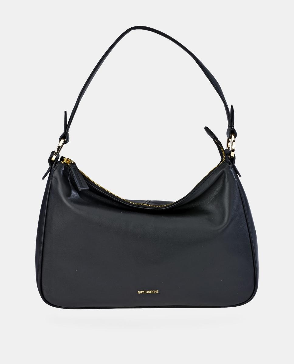 Hobo de piel napa en negro con cremallera - Guy Laroche - Negro Negro-1