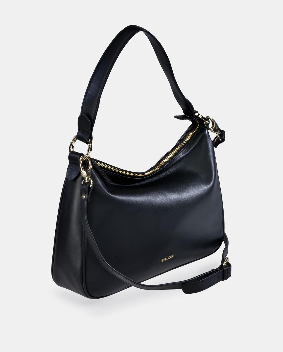 Hobo de piel napa en negro con cremallera - Guy Laroche - Negro Negro-2