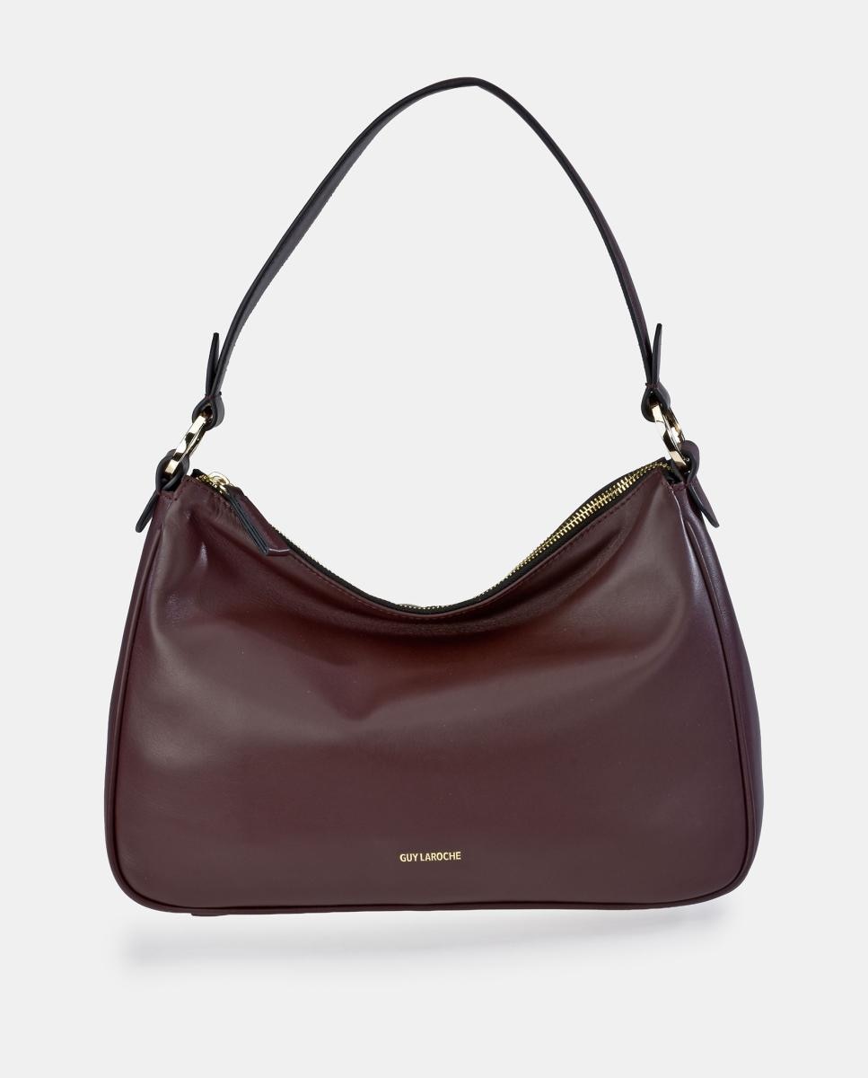 Hobo de piel napa en negro con cremallera - Guy Laroche - Rojo oscuro Rojo oscuro-1