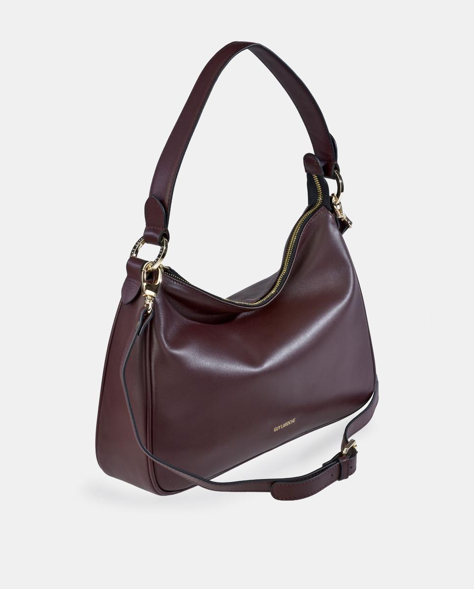 Hobo de piel napa en negro con cremallera - Guy Laroche - Rojo oscuro Rojo oscuro-2