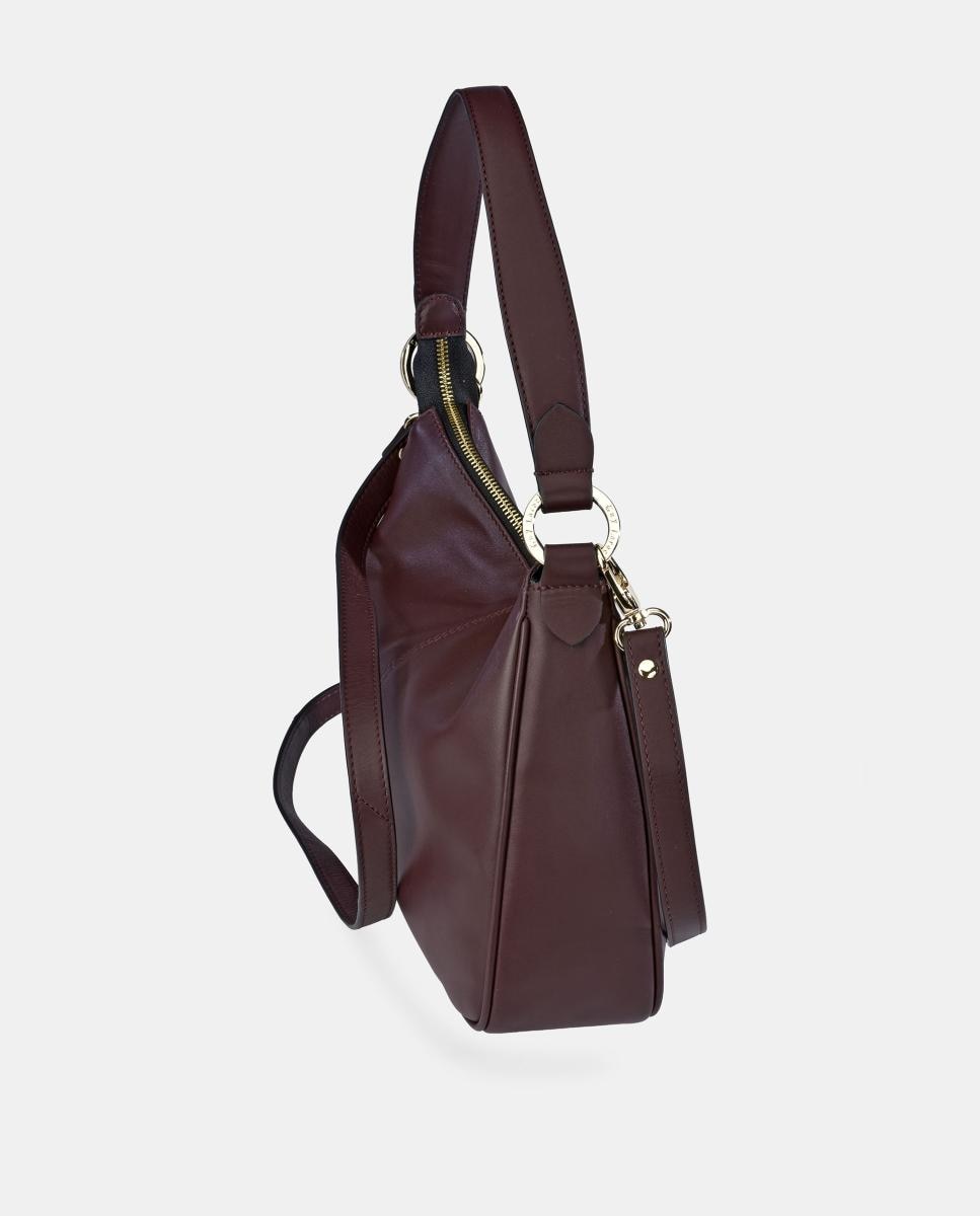 Hobo de piel napa en negro con cremallera - Guy Laroche - Rojo oscuro Rojo oscuro-3