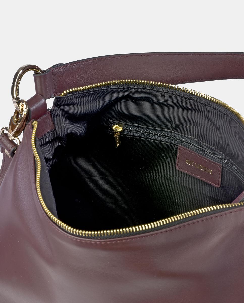 Hobo de piel napa en negro con cremallera - Guy Laroche - Rojo oscuro Rojo oscuro-4