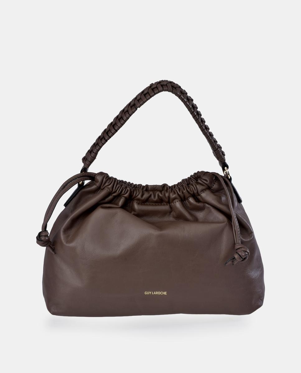 Imagen 0 de Bolso bucket Guy Laroche en piel con cierre magnético y cordón Marrón chocolate
