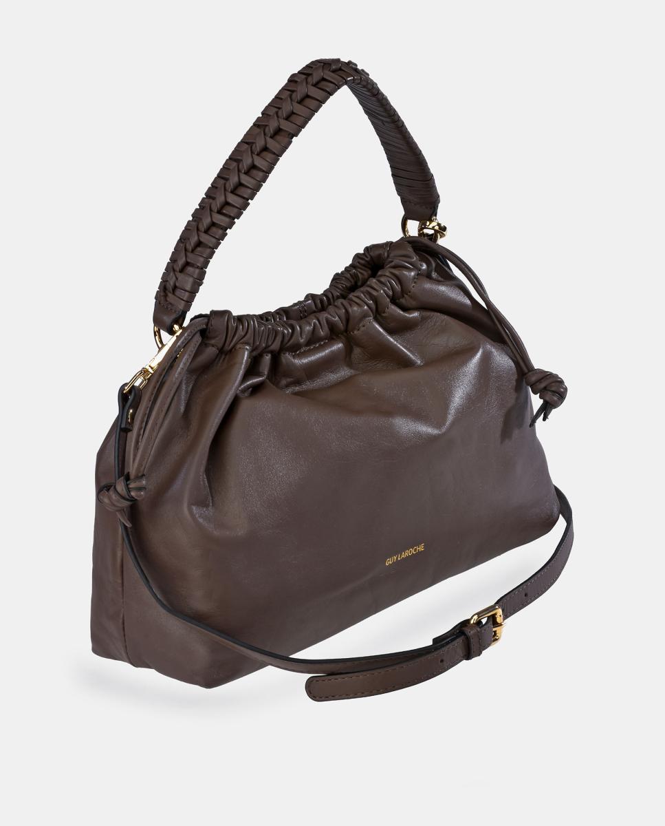 Bolso bucket Guy Laroche en piel con cierre magnético y cordón - Marrón chocolate Marrón chocolate-2