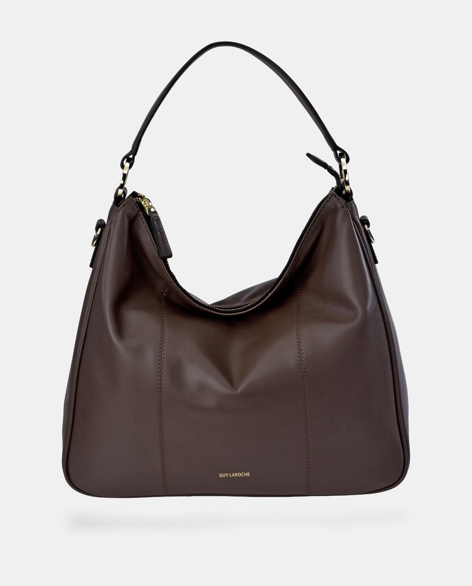 Bolso hobo Guy Laroche en piel con bandolera - Marrón chocolate Marrón chocolate-1