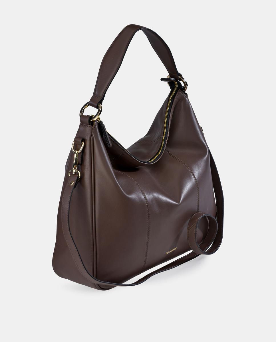 Bolso hobo Guy Laroche en piel con bandolera - Marrón chocolate Marrón chocolate-2