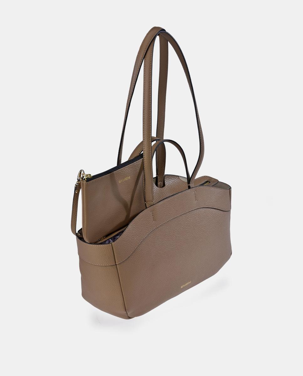 Mala Carry-All com Alças Duplas e Mala Interior Castanho Suave-2