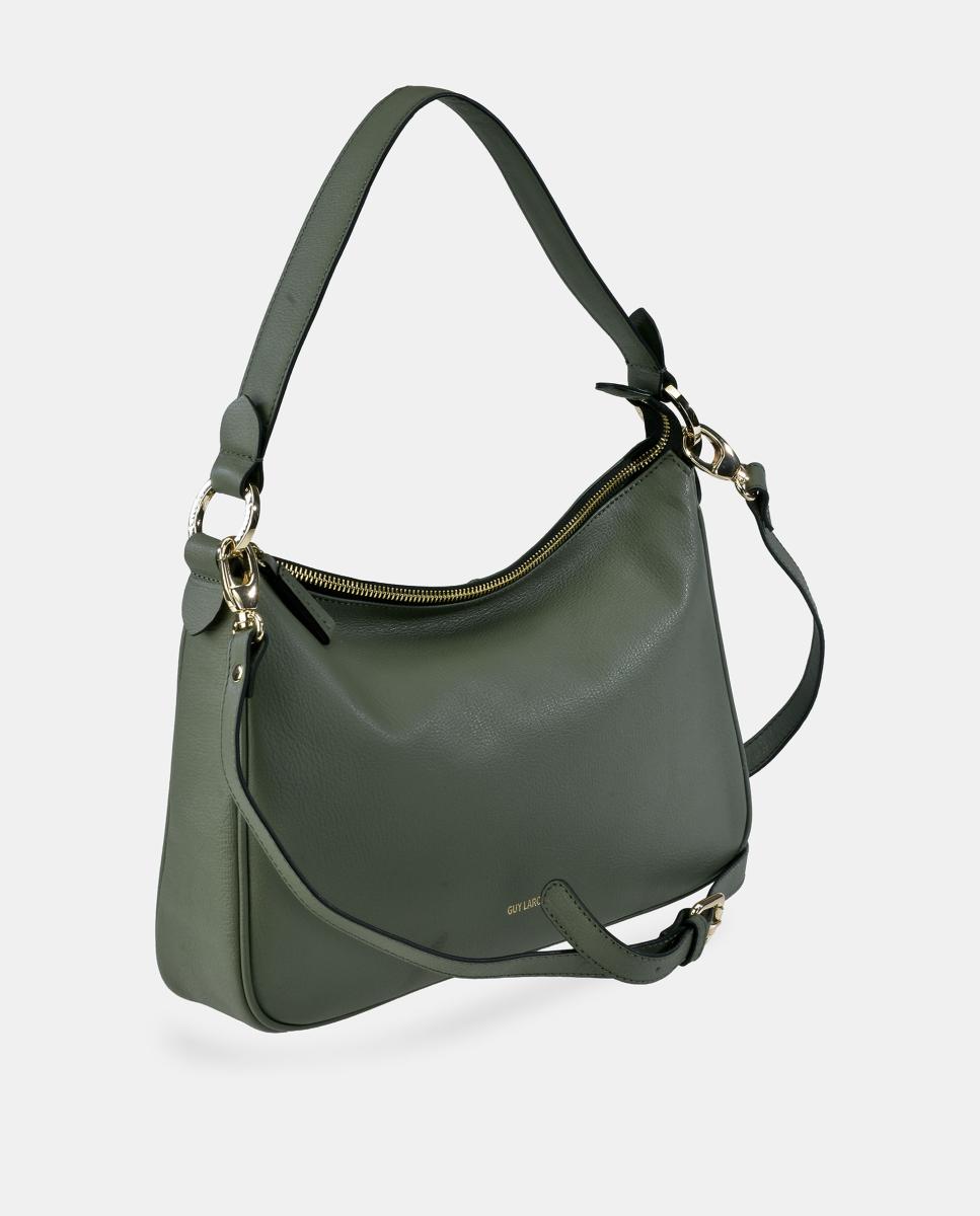Mala Hobo em Pele com Alça de Tiracolo Verde Azeitona-2