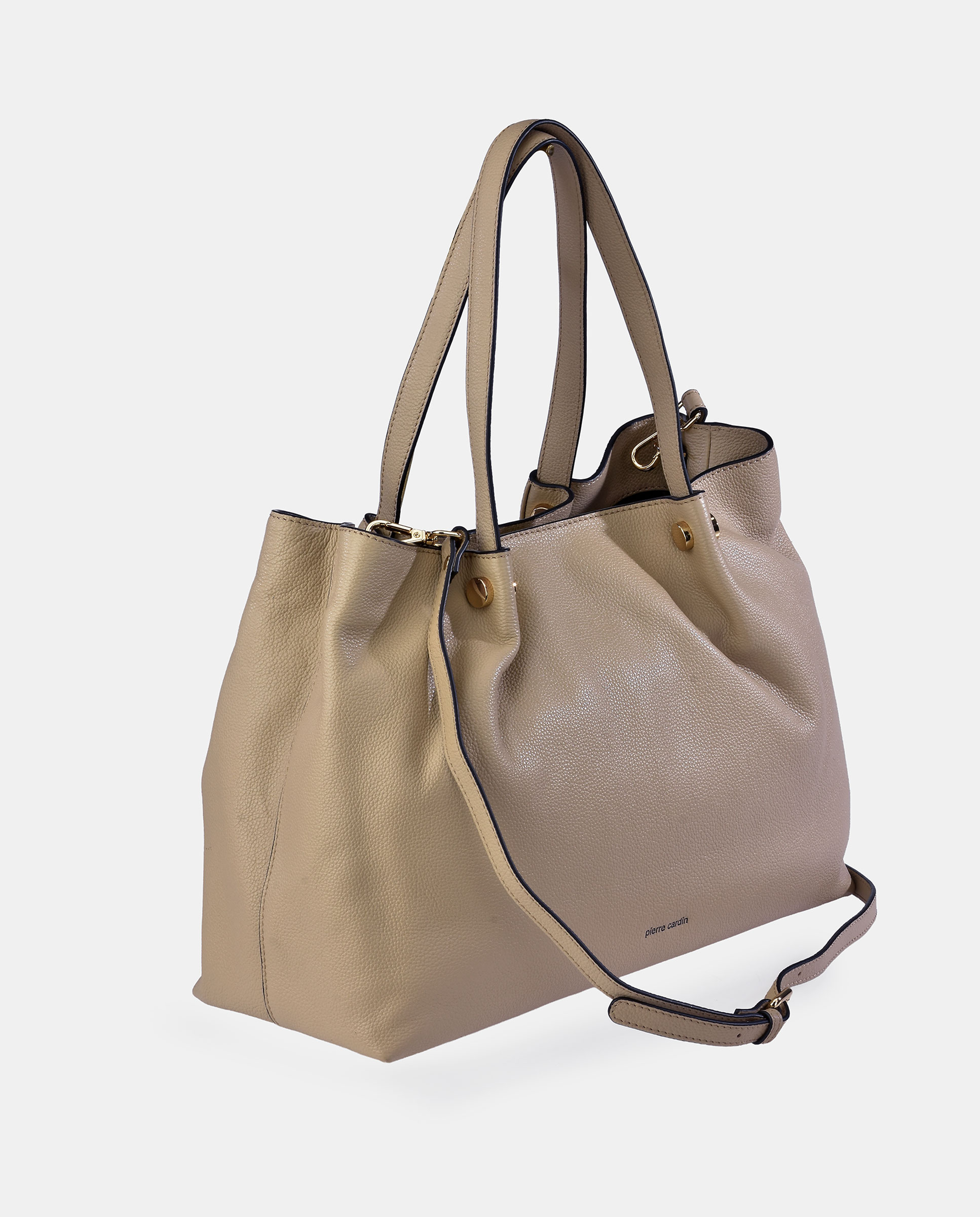 Bolso carryall grande Pierre Cardin en piel con doble asa - Beige Beige-2