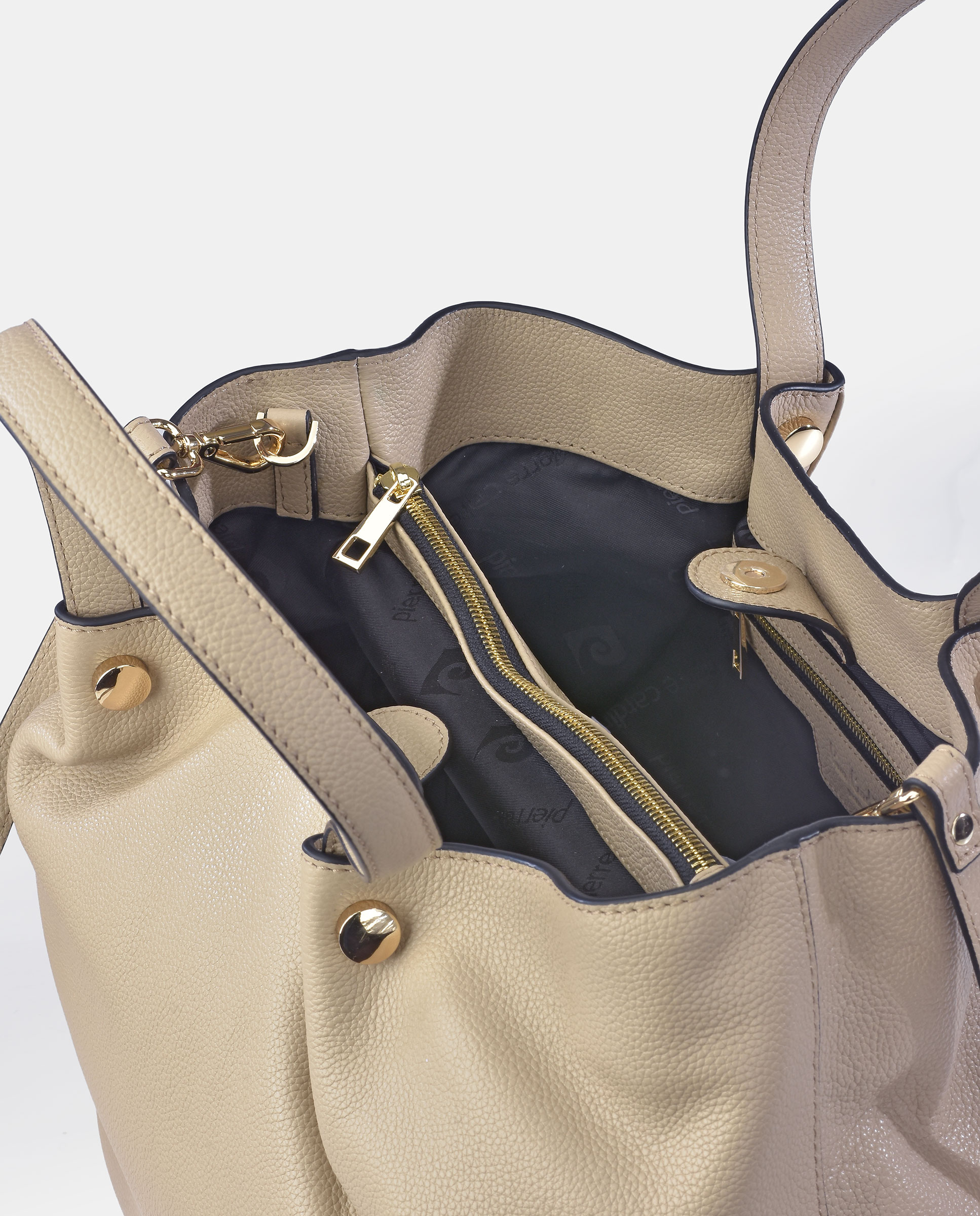 Bolso carryall grande Pierre Cardin en piel con doble asa - Beige Beige-3