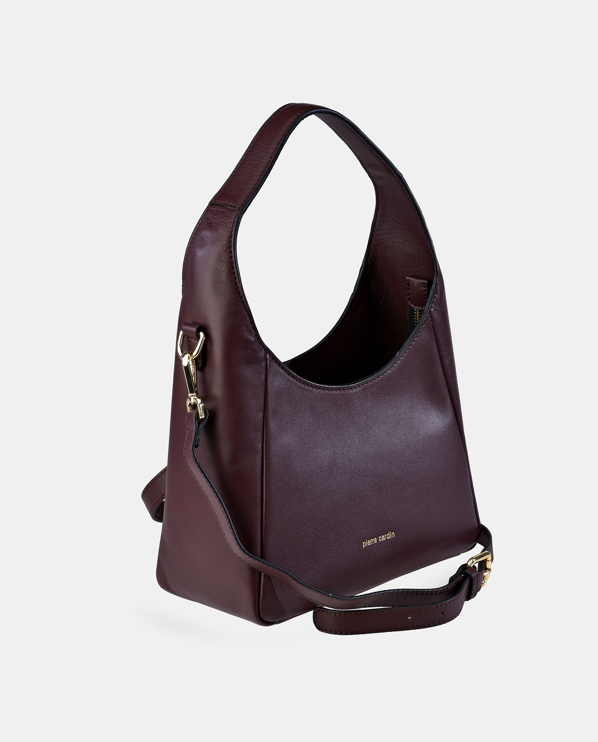 Bolso bobo Pierre Cardin en piel con asa y bandolera - Rojo oscuro Rojo oscuro-2