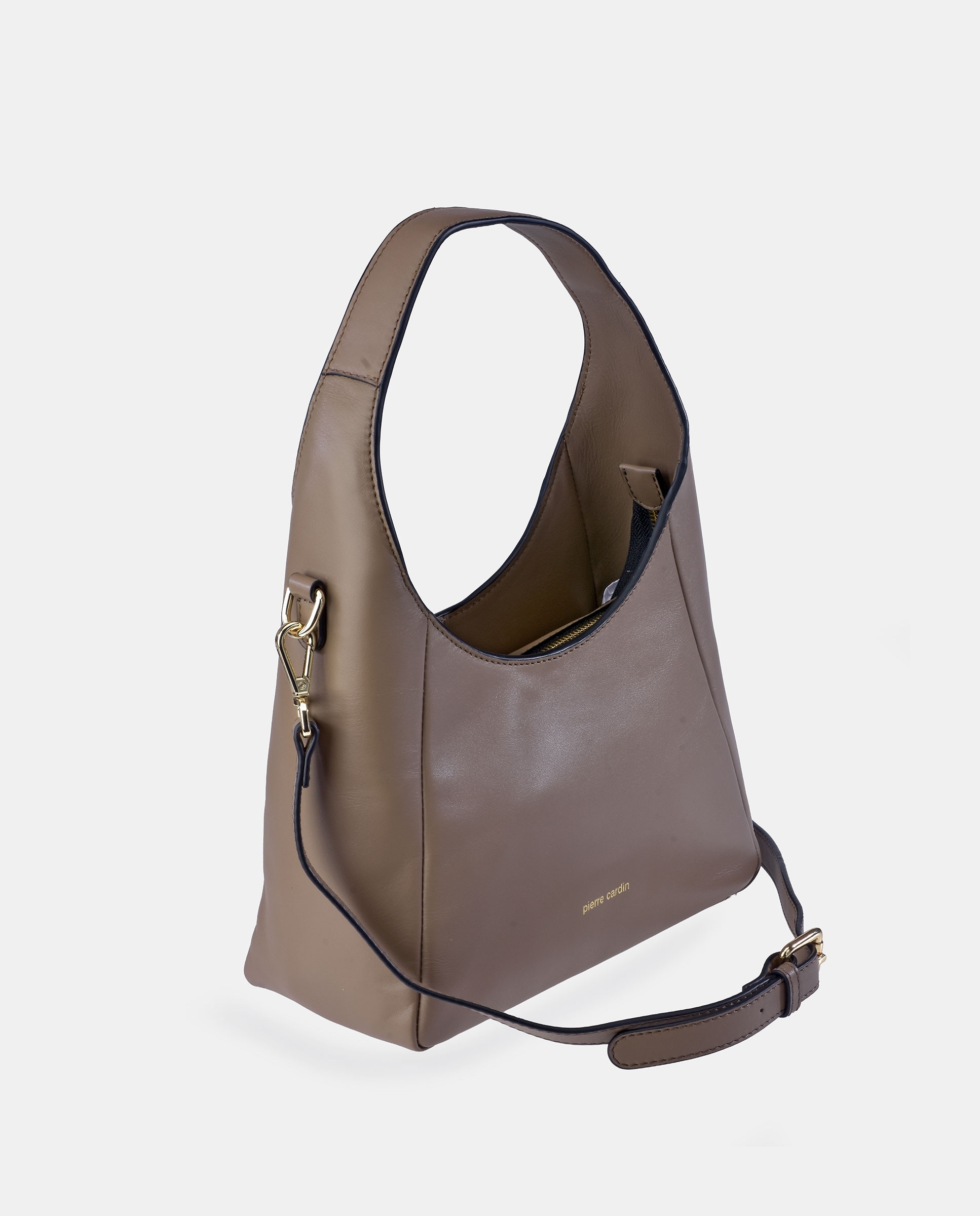 Mala Hobo em Pele com Alça Normal e Alça de Tiracolo Castanho taupe-2