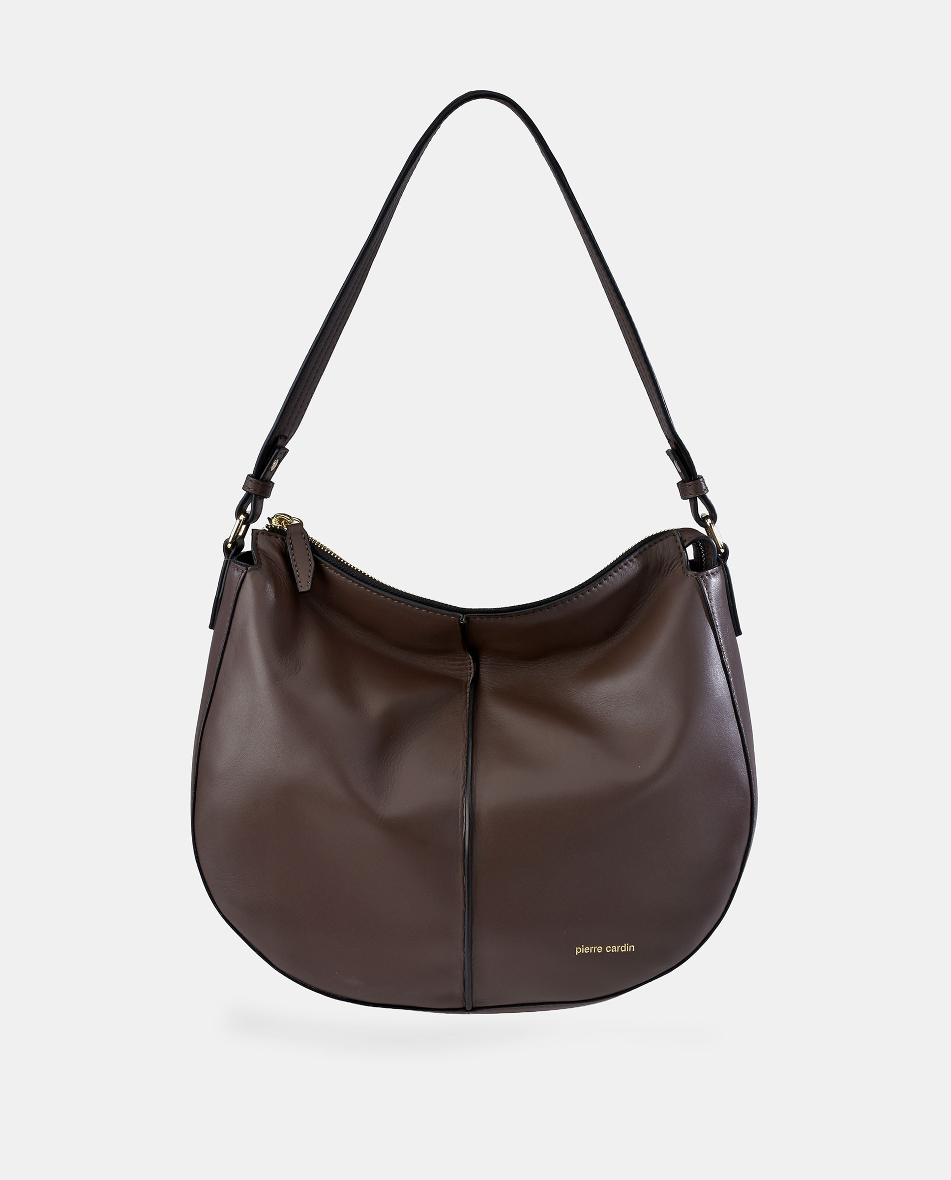Bolso hobo Pierre Cardin en piel con asa de hombro - Marrón chocolate Marrón chocolate-1