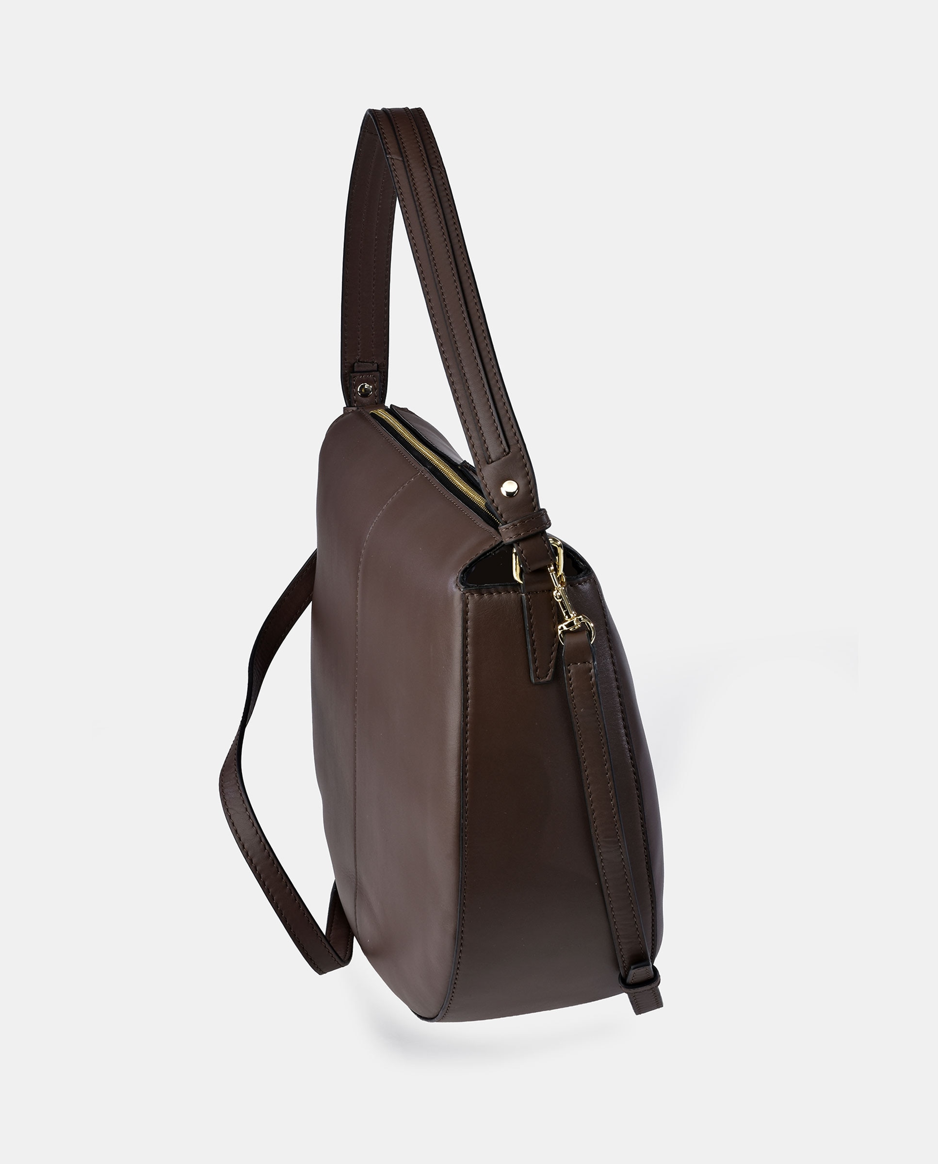 Bolso hobo Pierre Cardin en piel con asa de hombro - Marrón chocolate Marrón chocolate-3