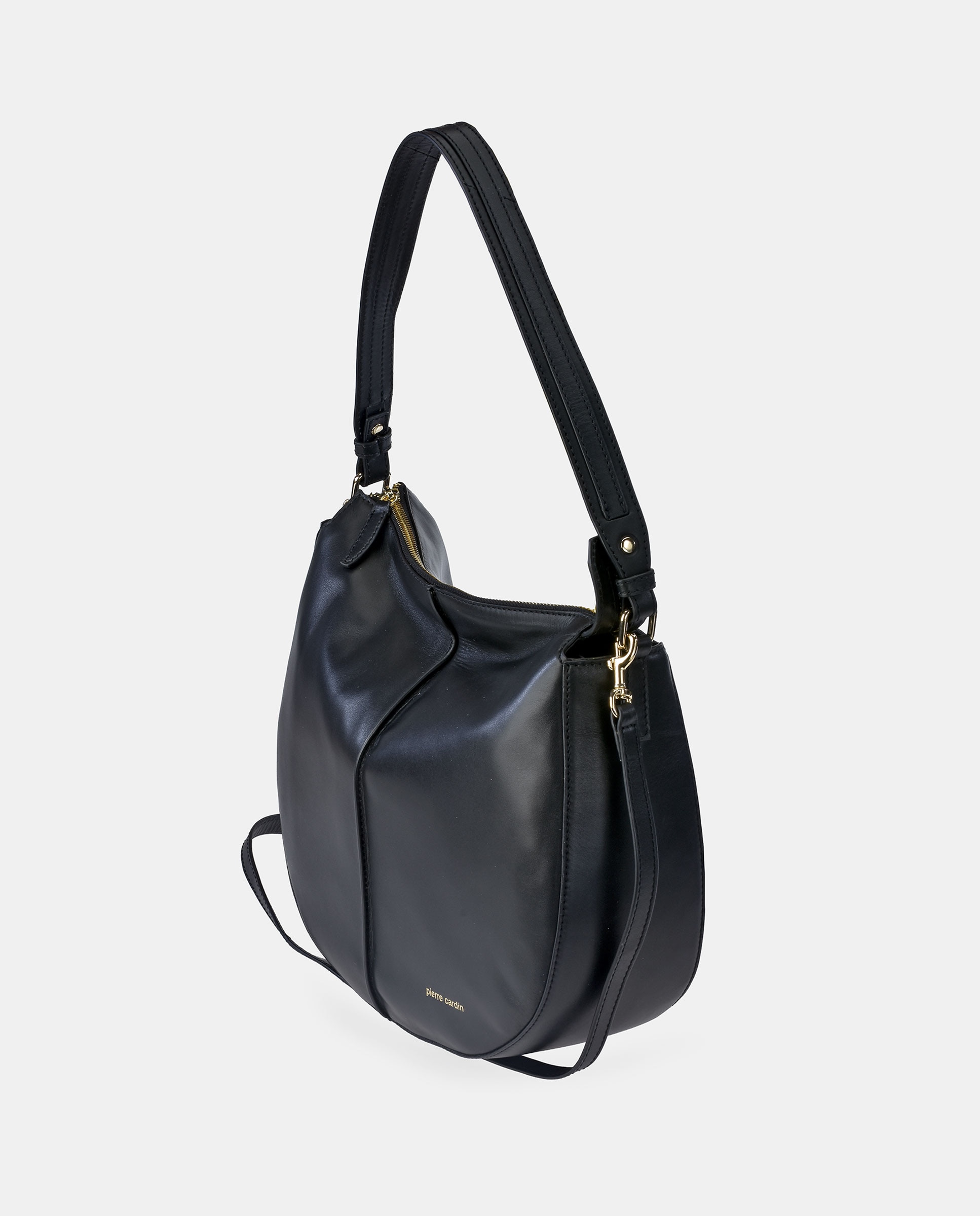 Bolso hobo Pierre Cardin en piel con asa de hombro - Negro Negro-3