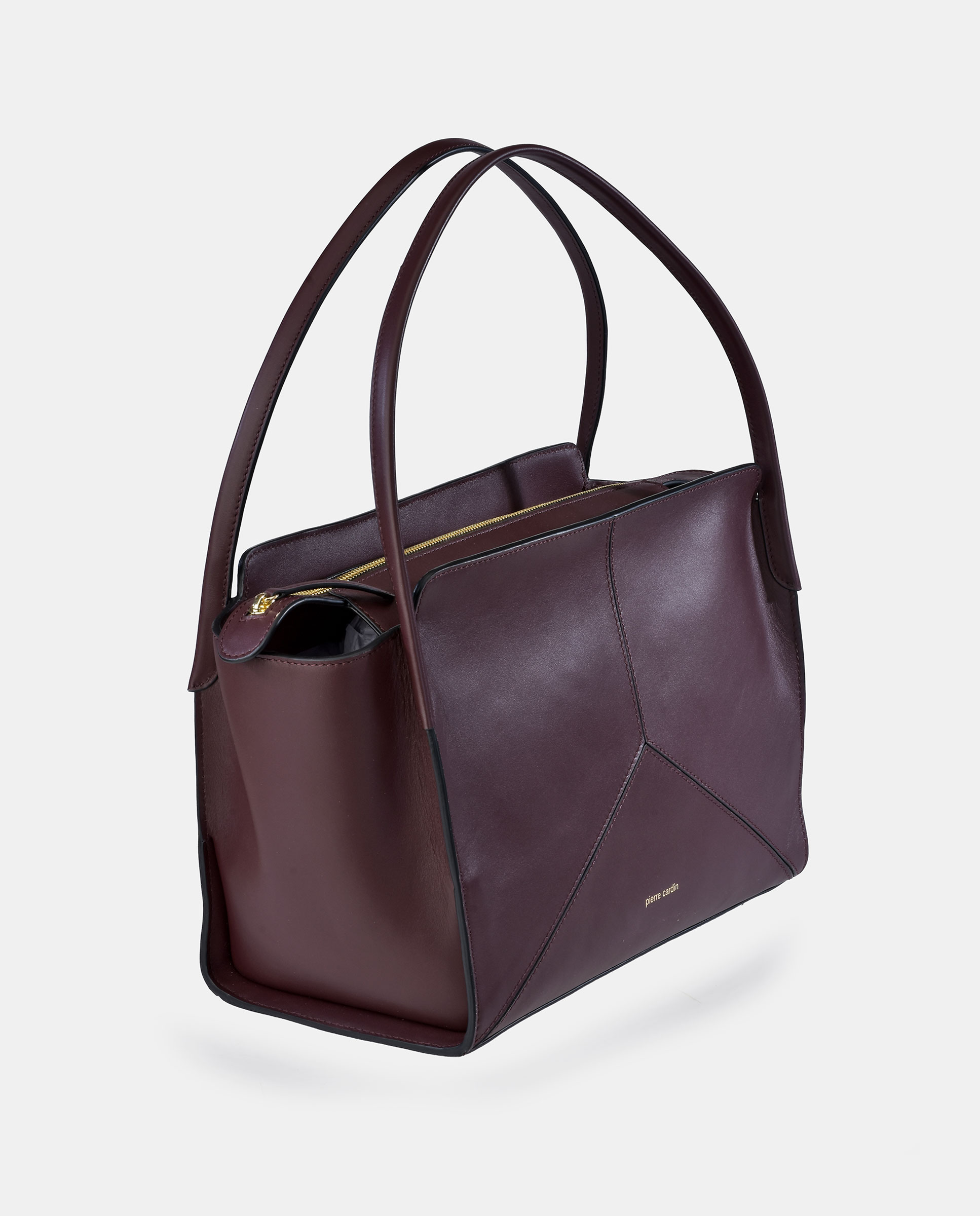 Bolso carryall en piel de Pierre Cardin con doble asa larga - Rojo oscuro Rojo oscuro-2