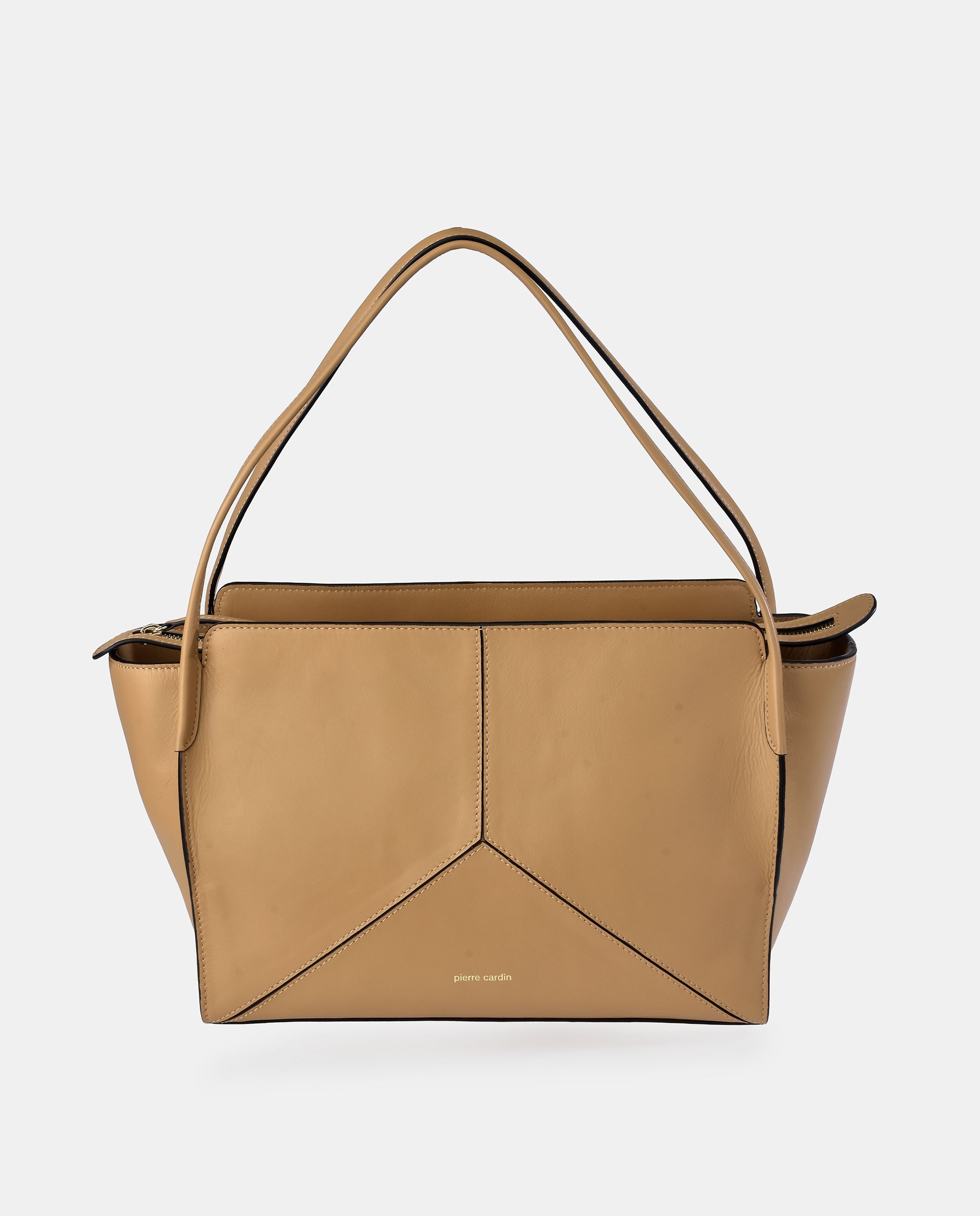 Imagen 0 de Bolso carryall en piel de Pierre Cardin con doble asa larga Marrón caramelo