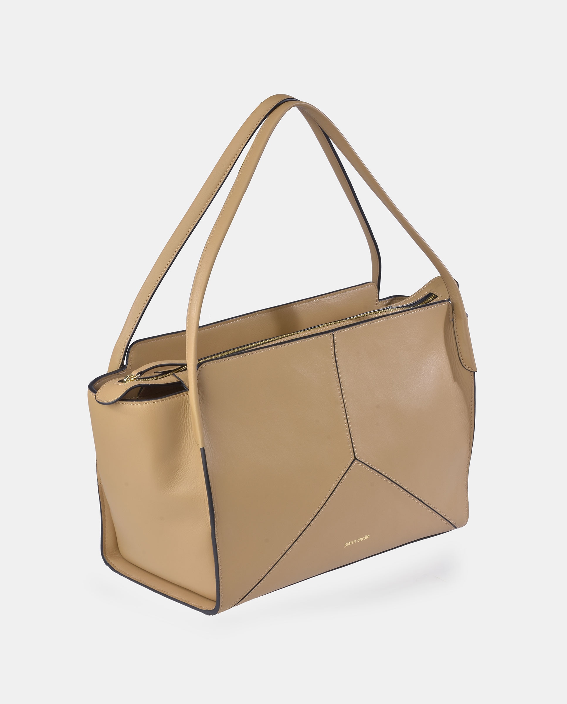 Bolso carryall en piel de Pierre Cardin con doble asa larga - Marrón caramelo Marrón caramelo-2