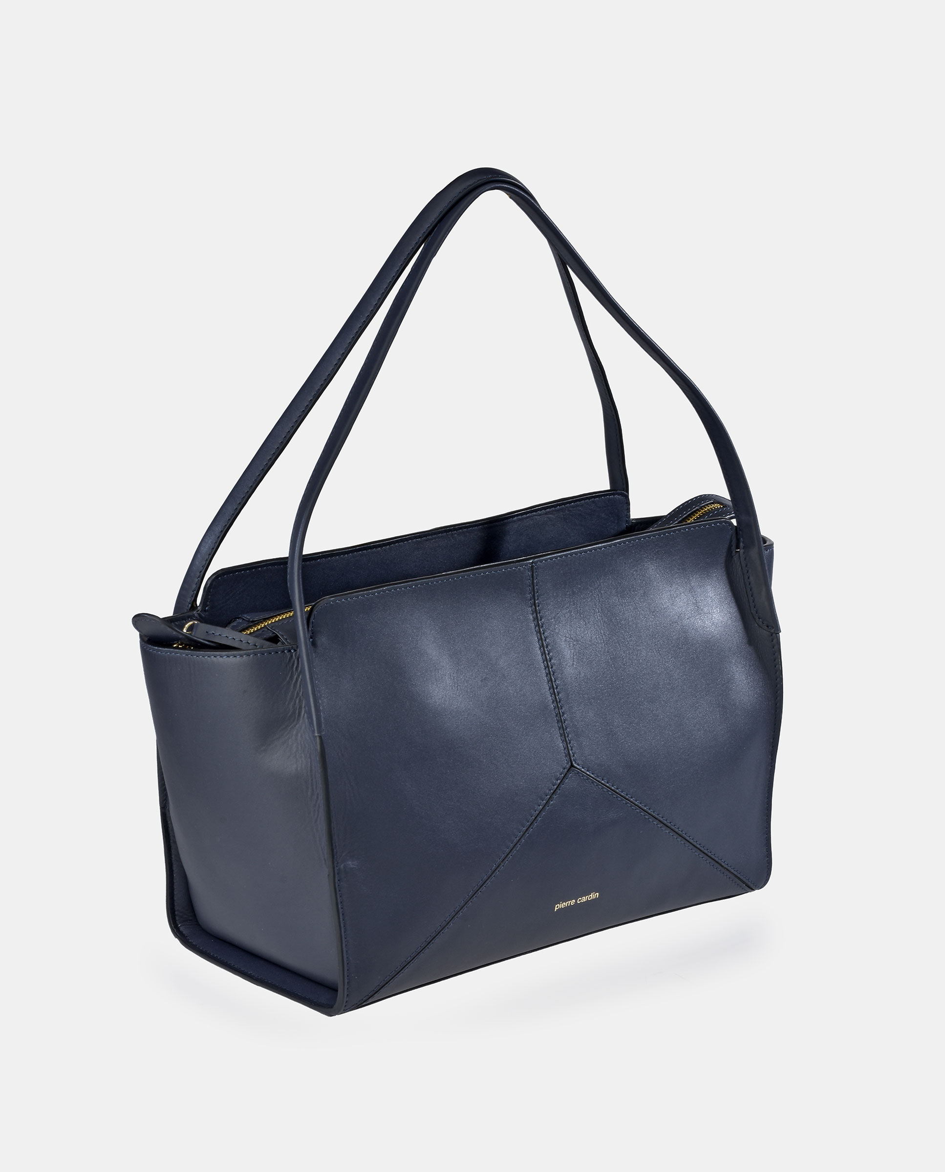 Bolso carryall en piel de Pierre Cardin con doble asa larga - Azul marino Azul marino-2