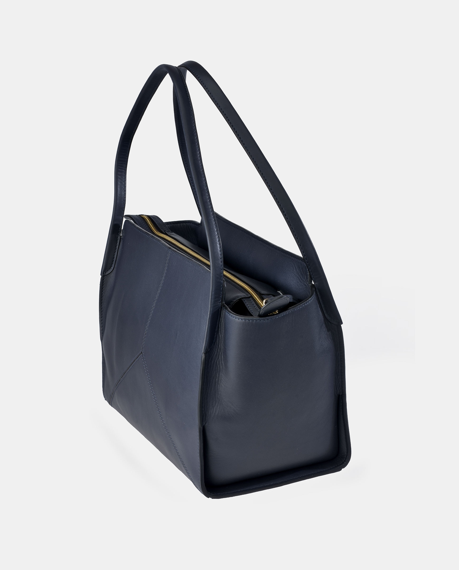 Bolso carryall en piel de Pierre Cardin con doble asa larga - Azul marino Azul marino-3